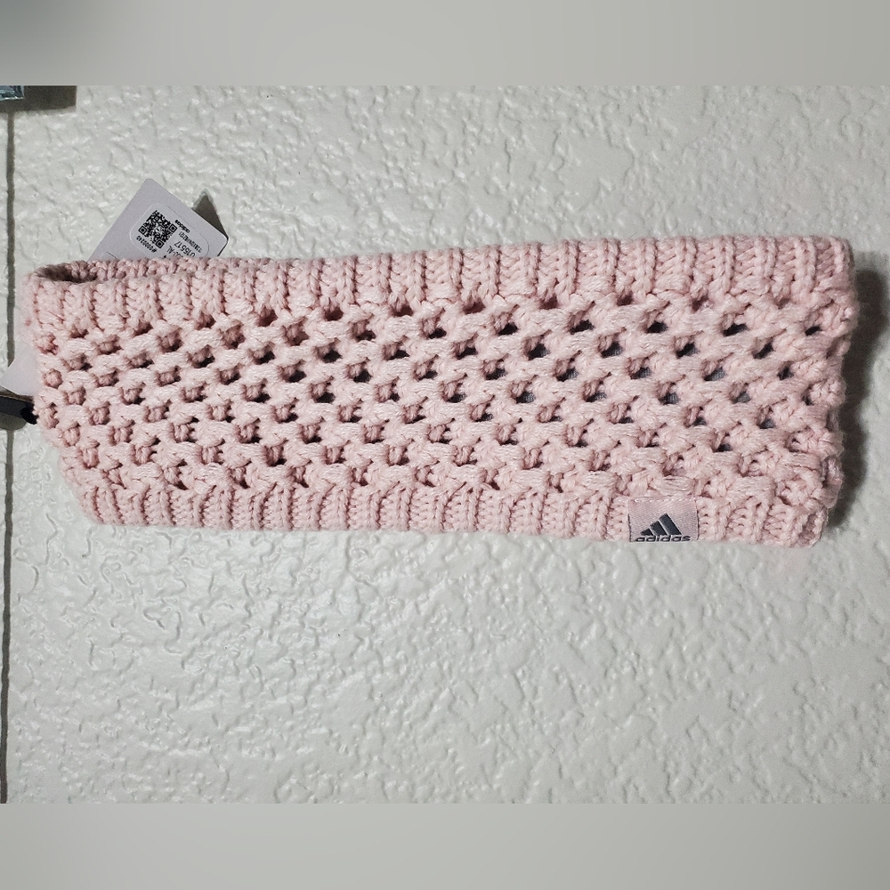 Adidas Crestline Knit Headband Pink Gray Women's One Size Activewear NWT